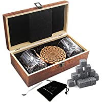 AYAOQIANG Juego de Vasos de Whisky - 16 Caja de Regalo de Piedra de Whisky - Clips de Rocas escocesas- Posavasos…